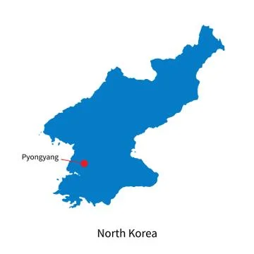 Detailed vector map of North Korea and capital city Pyongyang Stock Illustration