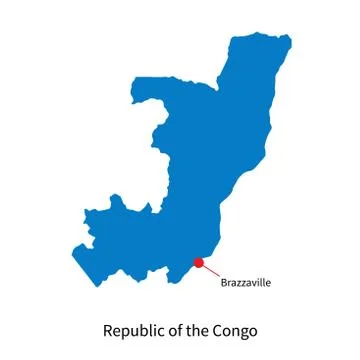 Detailed vector map of Republic of the Congo and capital city Brazzaville 스톡 일러스트