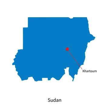 Detailed vector map of Sudan and capital city Khartoum Stock Illustration