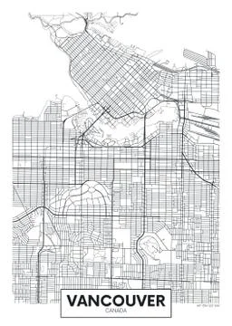 Detailed vector poster city map Vancouver Stock Illustration