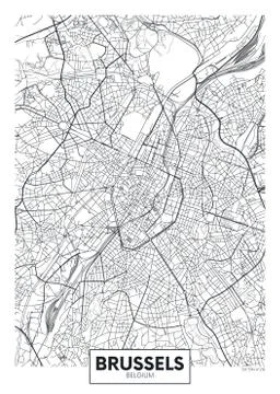 Detailed vector poster city map Brussels Stock-Illustration
