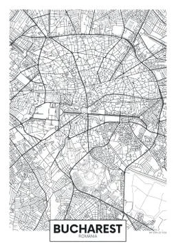 Detailed vector poster city map Bucharest 스톡 일러스트
