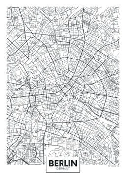 Detailed vector poster city map Berlin Stock Illustration