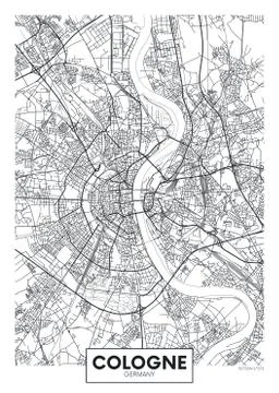 Detailed vector poster city map Cologne Stock Illustration