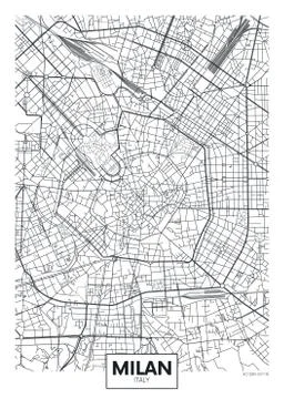 Detailed vector poster city map Milan 스톡 일러스트