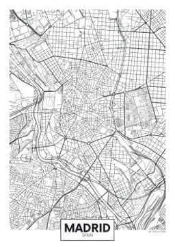 Detailed vector poster city map Madrid 스톡 일러스트