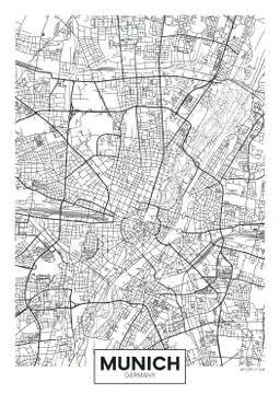 Detailed vector poster city map Munich Stock Illustration