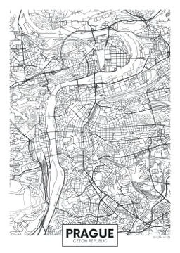 Detailed vector poster city map Prague Stock Illustration