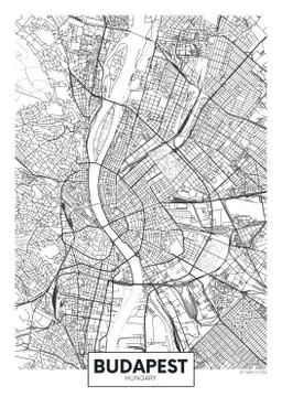Detailed vector poster city map Budapest Stock Illustration