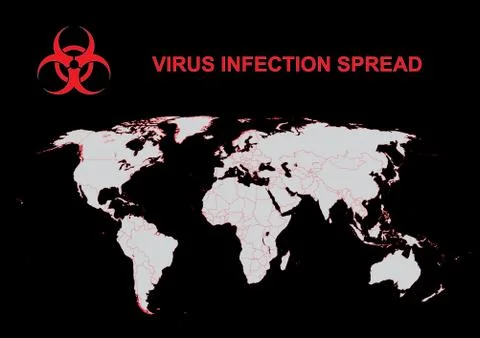 Detailed vector of spreading virus world map with editable states to mark Stock Illustration