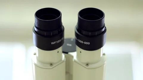 Detailed vertical panorama of a modern microscope. Stock Footage 127321390
