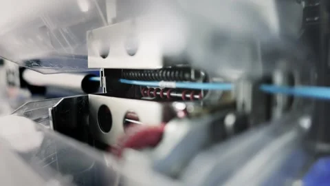 Detailed video showcasing the labeling marking stage of cable process in prod Video stock 319503703