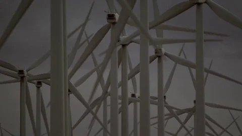 The detailed video of windmills Stock Footage 77426173