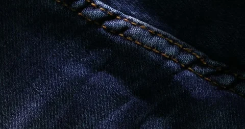 Detailed View of Blue Denim Stitching Stock Footage 293025636