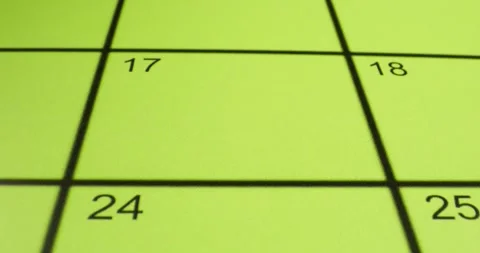 Detailed View Of Calendar Highlighting Specific Dates And Grid Structure Stock Footage 333427203