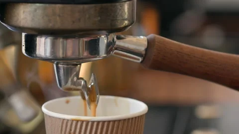 Detailed view of coffee machine making fresh, flavorous morning drink Video stock 222862106