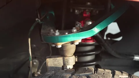 Detailed view of custom front suspension on an off-road truck. Stock Footage 341137440