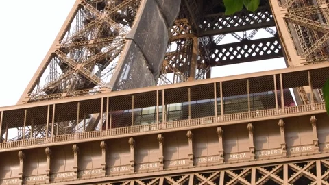 Detailed View of the Eiffel Tower Wrought Iron Architecture in Paris France Stock Footage 334698057