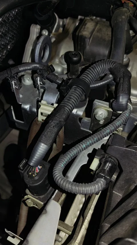 A detailed view of electrical wiring corrugated conduits Stock Footage 343417348