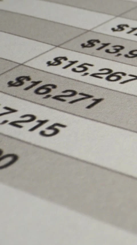 Detailed view of financial data with smooth camera movement Stock Footage 339303616