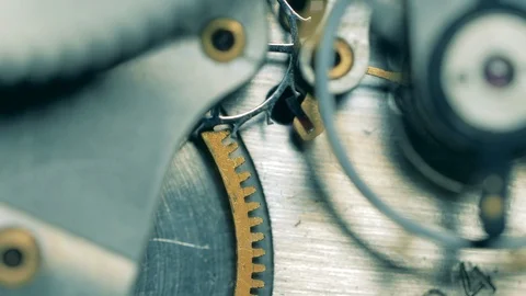 Detailed view of a functioning watch mechanism Video stock 125547379