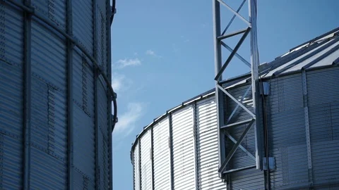 Detailed view of grain-drying complex construction 库存影片 98109156