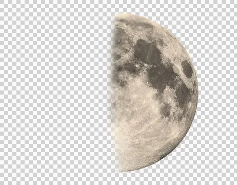 Detailed view of the half moon surface with craters and maria visible Stock Illustration