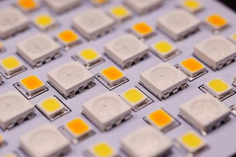 Detailed View of LED Semiconductor Array 库存照片