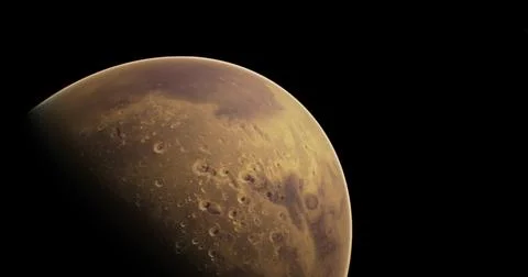 Detailed view of Mars showcasing its surface features and colors Illustrazione stock