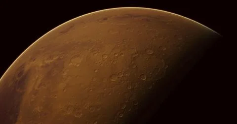 Detailed view of Mars showcasing surface features and color variations Illustrazione stock