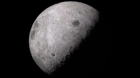 Detailed View of the Moon Surface and Craters on Black Background Stock Footage 341870572