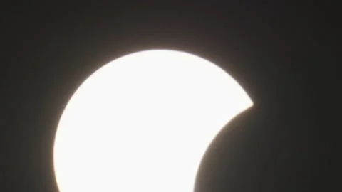 Detailed View of the Partial Solar Eclipse. Filmed in Northern Spain, August Stock Footage 346816901