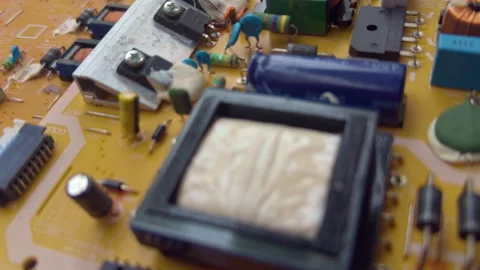 Detailed View of Power Supply Board Components Stock Footage 332879048