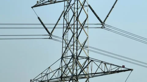 A detailed view of a power tower. Stock Footage 306142787