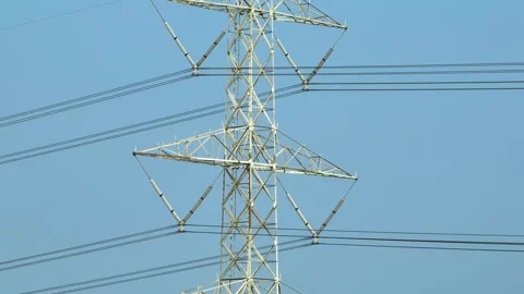 A detailed view of a power tower. Stock Footage 306142894