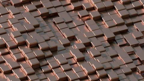 A detailed view of repeating, interconnected brown cubes forming an undulating, Stock Footage 340238210