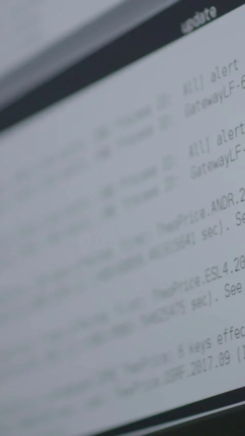 Detailed View of Technical Data on Vertical Monitor Stock Footage 321787105