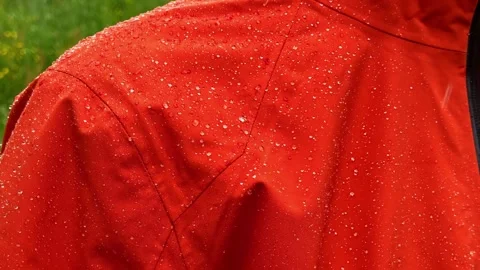 Detailed view of technical outdoor rain jacket Stock Footage 341542221