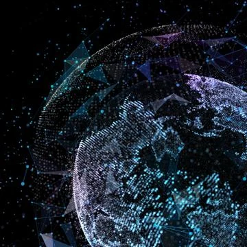 Detailed virtual planet Earth. Technological digital globe world. 3d Illustrazione stock