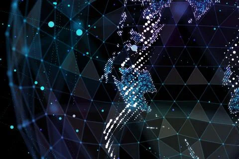Detailed virtual planet Earth. Technological digital globe world. 3d Stock-Illustration
