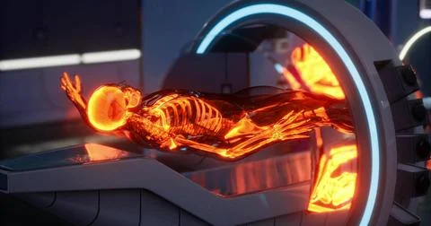 Detailed visualization of human skeleton in advanced medical imaging procedur Illustrazione stock