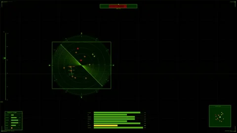 Detailed war cockpit element with radar display for science fiction militar.. Stock Footage 327223655