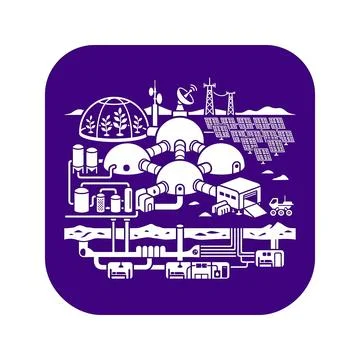 Detailed white blueprint of mars base infrastructure with subsurface facili.. Stock Illustration