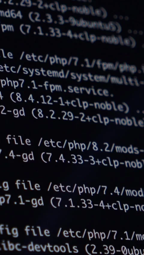 Detailed white programming code displaying configuration files on a dark co.. Stock Footage 320174307