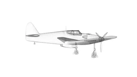 Detailed Wireframe Model of an Airplane Capturing Technical Precision イラスト素材