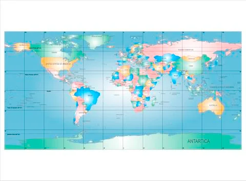 Detailed world map Stock Illustration