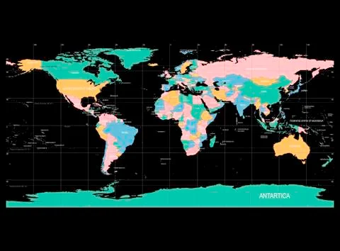 Detailed world map Stock Illustration