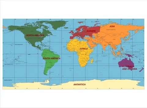 Detailed world map Stock Illustration
