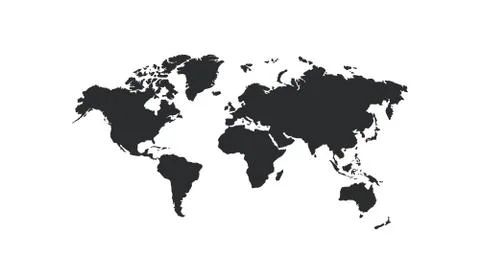 Detailed World map isolated on white background. Vector EPS 10 Stock Illustration