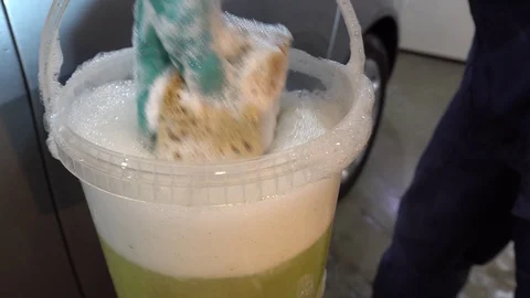 Detailing auto. The car is shampooed. Video stock 88947251